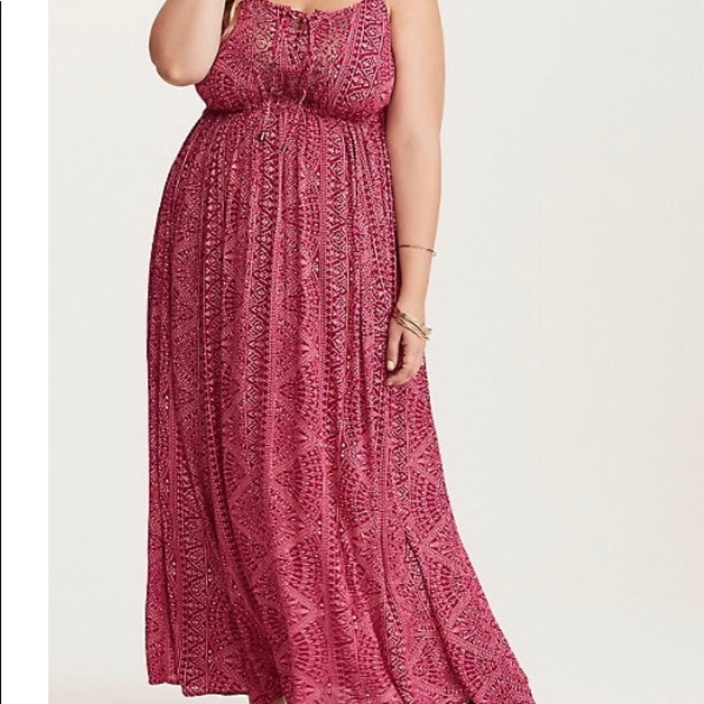Torrid Embellished Gauze Maxi Dress in Berry